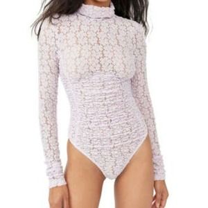 Free People Day N Night Lace Bodysuit In Orchid Ice in Large